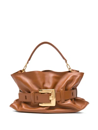 Balmain Buckle-chain Tote Bag In Brown