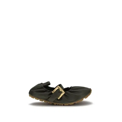 Balmain Buckle-strap Lambskin Ballet Flat In Black