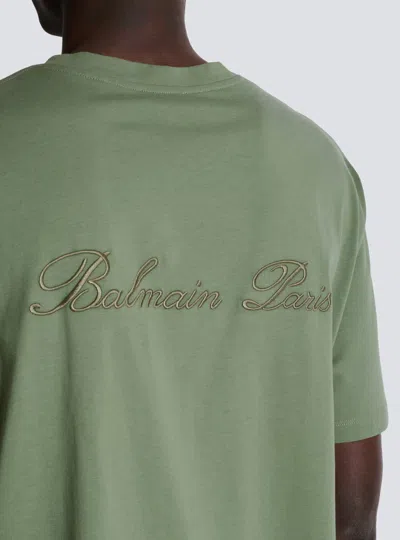 Balmain Bulky Fit  Signature Tee In Green