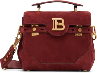 Balmain Burgundy B-buzz 23 Suede Bag