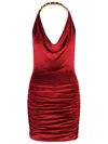 Balmain Chain Draped Velvet Minidress