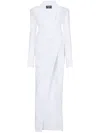 Balmain Long-sleeved Maxi Bustier Dress In White