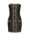 Balmain Bustier Dress With Sequin Embroidery In Black
