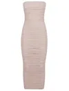 Balmain Bustier Glittered Midi Dress In Guw Beige Poudre Argent