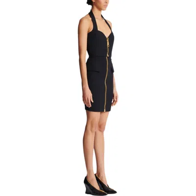 Balmain Bustier Top In Grain De Poudre Wool In Black