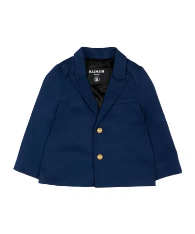 Balmain Button Blazer In Blue