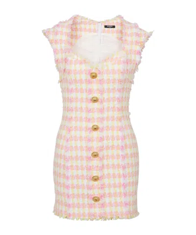 Balmain Miami Tweed Mini Dress In Multicoloured 1