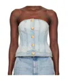 Balmain Button Denim Top In Multicolor