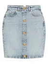 Balmain Denim Skirt Featuring Pockets And Button Accents In Blue