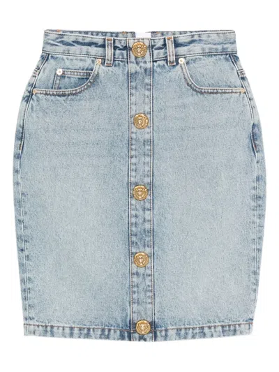 BALMAIN BUTTON-DETAIL DENIM SKIRT