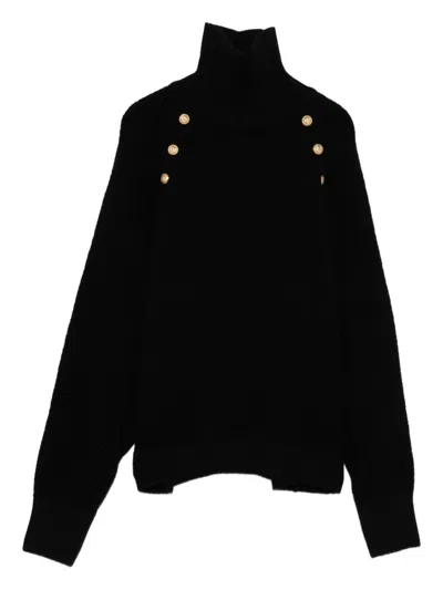 Balmain Kids' Button-detail High-neck Sweater In Black
