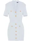 Balmain Button-detail Knitted Mini Dress In Blue