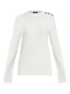 Balmain Maxi Shoulder Top Sweaters And Cardigans White In White
