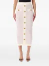 Balmain Tweed Skirt High Waist Gold Tone Buttons In White