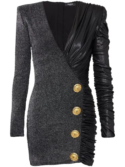 Balmain Button-detail Panelled Minidress In Black