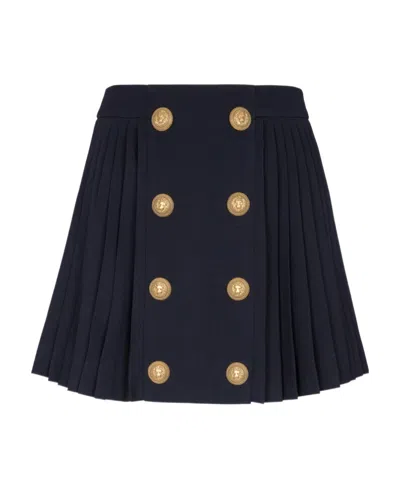 BALMAIN BALMAIN BUTTON EMBELLISHED PLEATED SKIRT