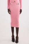Balmain Knitted Midi Skirt - Women's - Polyester/viscose In 4bb Pink