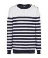 Balmain Button-detail Striped Cashmere Jumper In White