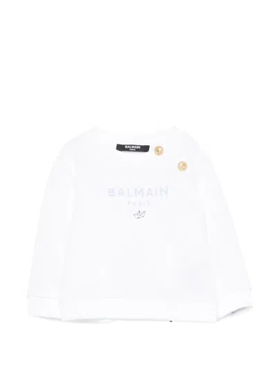 Balmain Babies' Button-detail Sweatshirt In White