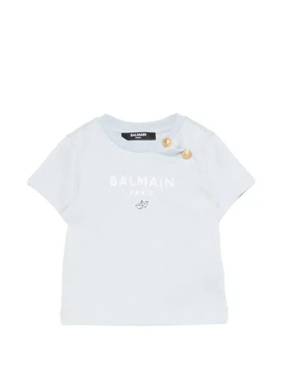 Balmain Button Detail T-shirt In Blue