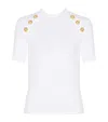 Balmain Button-embellished Ribbed-knit Top In White