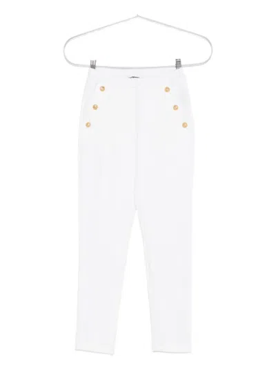 Balmain Kids' Button-detail Trousers In White