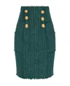 Balmain Tweed Double-breasted Pencil Skirt In Green