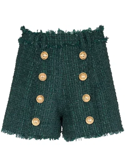 BALMAIN BUTTON-DETAIL TWEED SHORTS