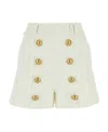 Balmain Button-detail Tweed Shorts In White