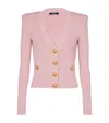 Balmain Button-detail V-neck Cardigan In Pink