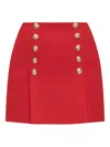 Balmain High Waist A-line Skirt With Button Detailing In Red