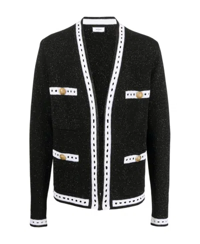 Balmain Button-detail Wool Cardigan In Black