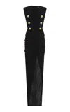 Balmain Tailored Gown With Embossed Button Details In Black