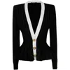 Balmain Structured Knit Jacket With Velvet Inserts