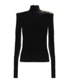Balmain Button-detailed High Neck Top In Black