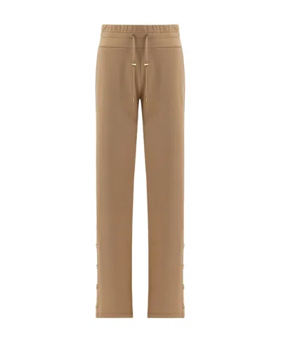 Balmain Button Detailed High Waist Track Pants In Brown