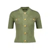 Balmain Button-detailed Knit Cardigan In Green