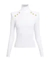Balmain Crew-neck Sweater With Buttons In White