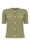Balmain Button-detailed Knit Cardigan In Green