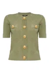 Balmain Button-detailed Knit Cardigan In Nude