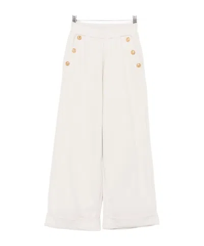 Balmain Button-detailed Trousers In White