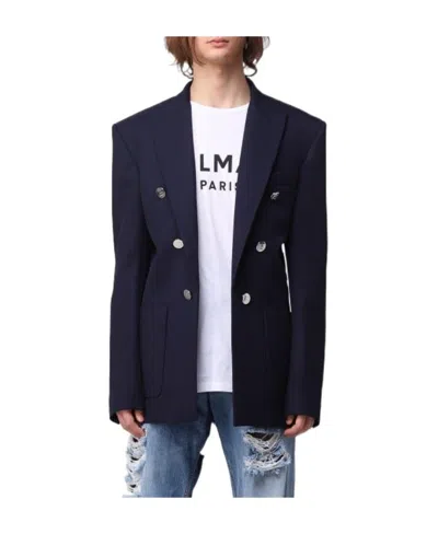 Balmain Button-detailed Wool Blazer In Black