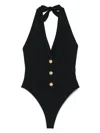 Balmain Black Buttons One-piece Swimsuit In Black