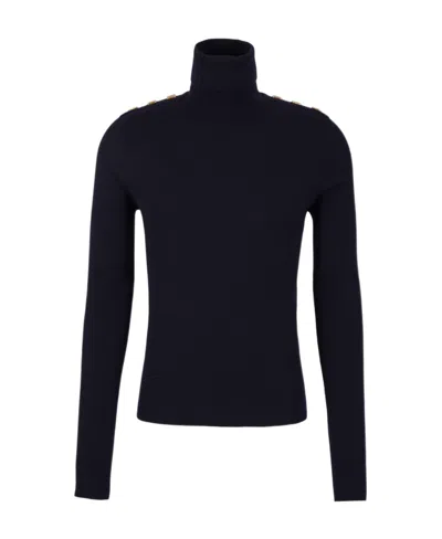 Balmain Button-details Merino-wool Jumper In Black