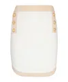 Balmain 6-button Metallic-edge Pointelle Knit Mini Skirt In Natural Color
