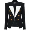 Balmain Slim-fit Jacket With Roses Buttons In Black