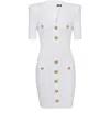 Balmain Button-embellished Ribbed-knit Minidress In White