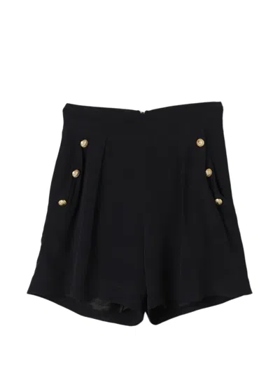 Balmain Kids' Button Elasticated Waistband Shorts In Black