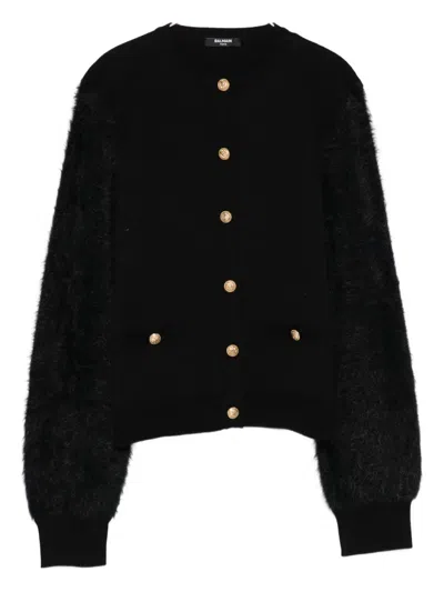 Balmain Kids' Button-embellished Cardigan In Black