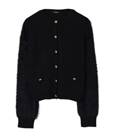 Balmain Button-embellished Cardigan In Black